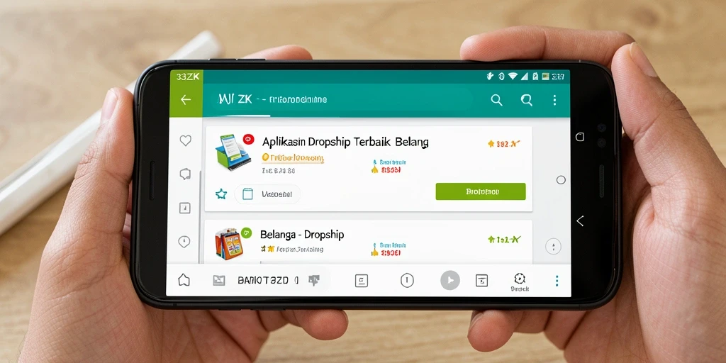 Tampilan antarmuka pengguna aplikasi 33ZK untuk dropshipping.