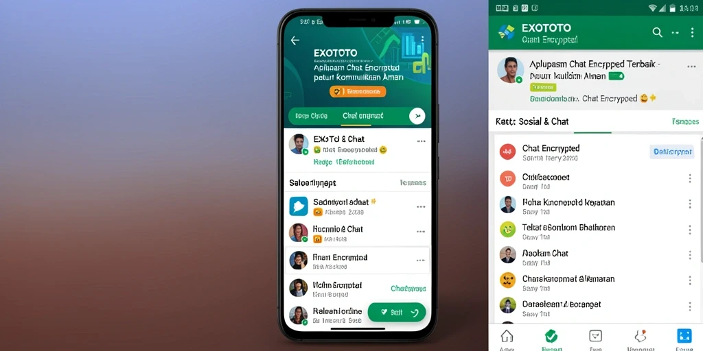 Antarmuka aplikasi EXOTOTO yang menampilkan fungsi Chat Encrypted yang aman.