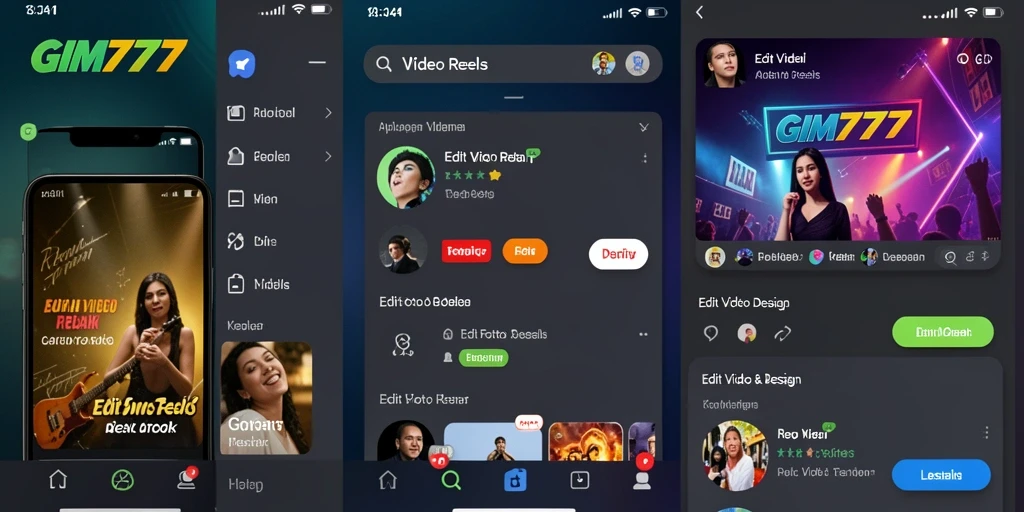 Tampilan antarmuka GIM777 yang intuitif untuk Edit Video Reels.