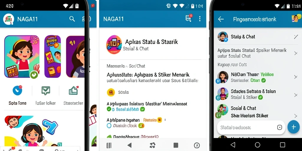 Antarmuka NAGA11 yang user-friendly dengan beragam stiker kreatif.